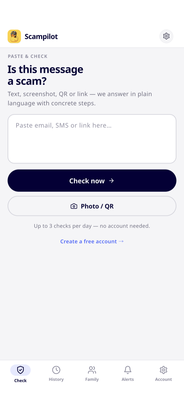Scampilot for iPhone - check