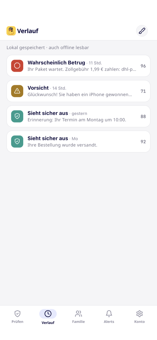 Scampilot für iPhone - history